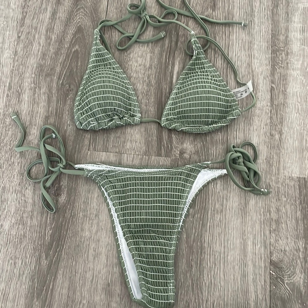 shein navy green bikini